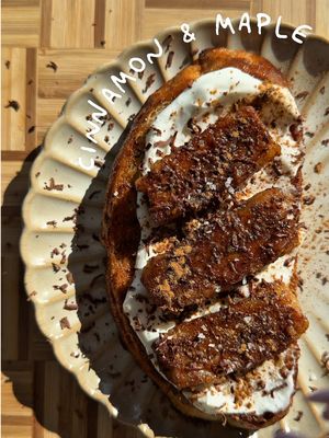 ad Cinnamon & Maple Banana Toast with Flora 🍌🍫🍁🧈🤭 Now, low key I hate bananas… until they’re cooked !! & when carmelised in Flora Original, cinnamon and maple syrup - this is absolutely the start of something better hehe.  An elite sweet treat made more nutritionally dense thanks for Flora Original, with 89% less saturated fat than butter & a hit of Omega 3 too! Here is how to make yours… 🍌 Slice a small banana into 4 pieces.  🍌 Heat 1tbsp of Flora Original in a pan and add 1tsp of cinnamon. Place your bananas into the pan and flip after a couple of minutes once golden.  🍌 Add 1tbsp of maple syrup and cook for around 1 minute.  🍌 Remove from the pan and add a small knob of Flora Original before placing a slice of sourdough into the pan.  🍌 Toast on each side, removing once done.  🍌 Layer greek yoghurt onto your toast along with your banana, some grated chocolate, a dusting of cinnamon and a pinch of sea salt.  Enjoy divas !! XX #Flora #StartOfSomethingBetter 