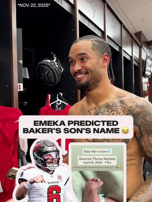 Emeka predicted Baker Mayfield's son's name almost five months ago 👶🤣 #bakermayfield #baby #babyboy #dad #family 
