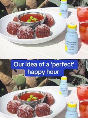 Our perfect happy hour? A snack, a sunny patio, a perfectly poured Negroni, and Morning Recovery protecting our tomorrow ✨ Tag the person you want to do this with👇🏼 #morningrecovery #patioseason #happyhour #cocktails 