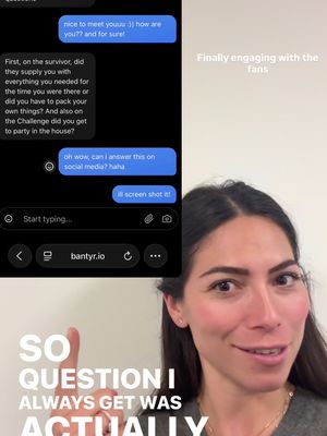 Finally engaging with the fans ! Skip the DMs! Link below :) #fyp #thechallenge #survivor #thechallengemtv #survivorcbs  https://bantyr.io/message/queensydney 