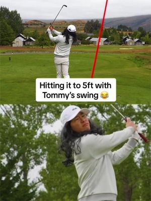 Hitting it to 5ft using Tommy’s swing 😂