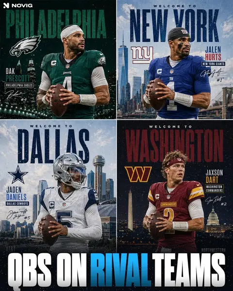 NFC QBS ON RIVAL TEAMS: Imagine the TOTAL CHAOS this would cause.  Should the league rotate QBs every year? 🤔 (ignore me, just discovered GPT jersey swaps)