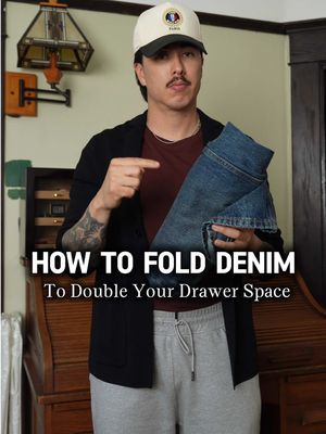 How to fold denim to double your drawer space.  #closetorganization #howto #howtofold #folding 
