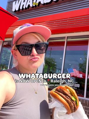 ✨BIG NEWS BURGER LOVERS OF NC✨ 🍔 @Whataburger has officially landed and the📍Raleigh location is now open! (AD) We’ve been hearing good things about this Texas staple and after trying them out for ourselves we definitely understand the hype! The food is made to order fresh, customizable, tastes great, and we can stop by 24/7?! It’s perfect for families with busy schedules like ours! + if you use the app you can order ahead AND earn points towards free food!  My favorite bites were the patty melt, onion rings w/jalpeño ranch, & a prickly pear raspberry refresher! Have you tried Whataburger yet? Let us know what you think and send this to who you’re going with! #whataburger #northcarolina 