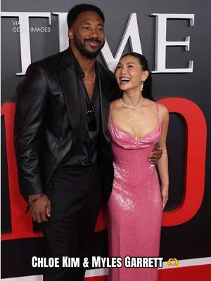 The couple posed together on TIME 100 Gala red carpet 📸 #chloekim #mylesgarrett #nfl #snowboard #couple 