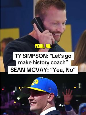 Sean McVay did not seem thrilled after the Rams drafted Ty Simpson 😭 #nfltiktok #nfldraft #tysimpson #seanmcvay #rams 