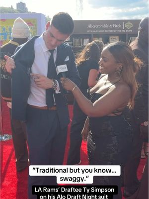 Traditional. Swaggy. Ty Simpson. 🔥 “Let's go make history, Coach," he told LA Rams Coach Sean McVay after being selected at No. 13. 🏈 #NFL #football #menssports #NFLDraft 