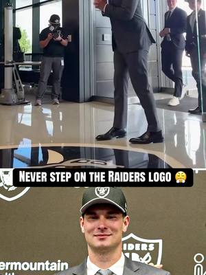 No. 1 overall pick Fernando Mendoza made sure not to walk on the Raiders' iconic shield on Day 1 🏴‍☠️ (via @Las Vegas Raiders) #nfl #nfldraft #fernandomendoza #lasvegas #raiders 
