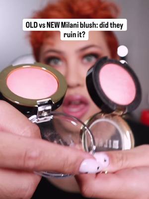 OLD vs NEW Milani blush: did they ruin it?! 😳   Testing shade Luminoso 👀 The new formula swatches so different... one is way more pigmented, but is that a good thing?     Vote below: Team OLD 🧓 or Team NEW ✨      @Milani Cosmetics #milaniblush #milanicosmetics #blushreview #makeupreformulation #drugstoremakeup 