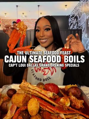 Cajun Seafood Boil in Dallas 🦀🦞 Y’all loved Cap’t Loui so much that they opened a new Dallas location. I wanted the full experience, so I got the grand opening special with 4 lbs of seafood and it exceeded my expectations. Their signature Cajun seasoning in medium spice was perfect for me. And you have to get one of their light up drink pouches to complete the experience. There will be more surprises and in store promotions throughout the grand opening celebration, so stay tuned to @CaptLoui.Dallas for the latest deals and updates. 🤩 Grand Opening Special: Order the 4 lb Seafood Boil and Get 1 Snow Crab Cluster with Unlimited Garlic Noodles Add this to your list of places to eat in Dallas. Perfect for a casual date or night out with the family. Would you try it? 📍 @captloui.dallas  2534 Royal Ln Unit 131, Dallas, TX #CaptLoui #ThingsToDoInDallas #DallasInfluencer #DallasContentCreator @Spark Media NYC | Marketing 