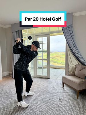 Never had to putt out of a lift before….Hotel Golf Episode 2. Can I break Par from the stunning Kingdom of Fife Suite at Fairmont St Andrews #hotelgolf #golf 