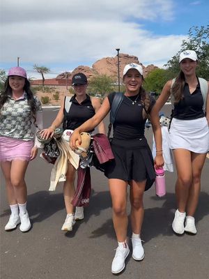 POV good good girls pulling up to the tee time @Marissa Wenzler @HadleyWalts @Yoonhee Kim @Good Good Girls @Good Good Golf @goodgood_apparel #fyp #followthatchune #golf #golftok #golfers 