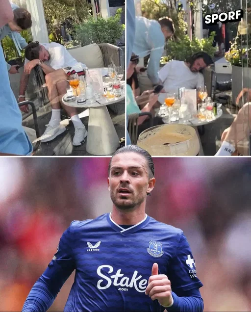 Jack Grealish was seen dozing off at a Manchester patio table with drinks in front of him. 🍸 Reports claim he arrived around 4:30pm and was nodding off within the hour. 😴 #jackgrealish #grealish #PremierLeague #mancity 