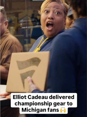 Elliot Cadeau (@3) of @umichbball joins @UPS driver Larry Cruz to deliver 2026 championship gear to some of Michigan's biggest fans in Ann Arbor. GO BLUE!