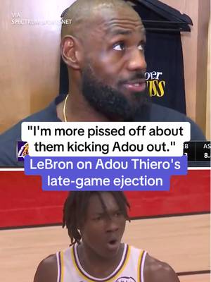 #LeBron James took issue with the officiating after Adou Thiero’s ejection in a late-game scuffle with Aaron Holiday in Game 4 👀 #NBA #playoffs #lakers #rockets