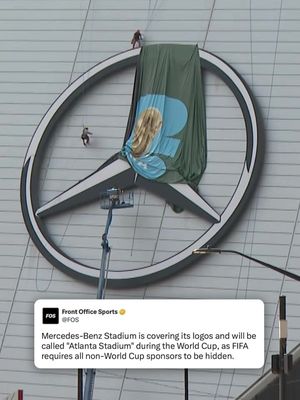 Mercedes-Benz Stadium, which FIFA will call "Atlanta Stadium" during the World Cup for sponsorship reasons, is covering up its logos. FIFA is requiring stadiums to cover non-FIFA sponsor logos for the tournament, but Mercedes-Benz Stadium will get a special exemption for its rooftop Mercedes-Benz logo, due to its functionality. (🎥 via @11Alive)
