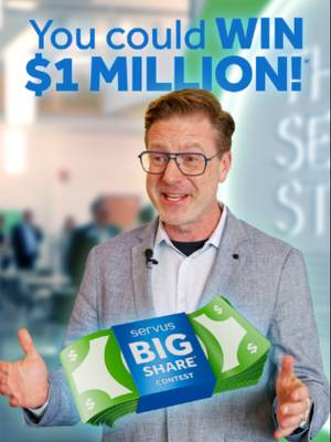 Save 💰 + earn entries 🎉 = Big Share win/win. Servus President & CEO Ian Burns said it best — building your savings can literally pay off. 💚 Learn more about the Big Share® contest by visiting the link in bio. #ServusBigShare #FinancialWellBeing #SaveAndWin #creditunion #yyc #yeg #alberta