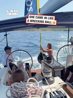 She came in like a wrecking ball 😂 When you hit the water flat, your body spreads the impact over a large surface area. At high speed, water doesn’t have time to move out of the way, it behaves almost like a solid surface for that split second. This creates a sudden resistance, which is why the impact feels so sharp. Normally, when you dive properly, your body enters the water at an angle, reducing resistance and allowing you to slip through more easily. But in a belly flop, the force is spread across your skin all at once, causing that familiar sting and red marks. 🎥 @millz.cw #fail #sailing #ladbible