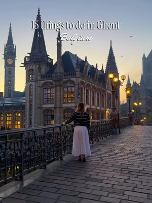 15 things to do in Ghent, Belgium 🇧🇪 save this for your Belgium trip 1. Get coffee + pastries at Le Pain Quotidien 2. Eat Belgian waffles at House of Waffles 3. Visit Saint Bavo’s Cathedral 4. See the famous Ghent Altarpiece (Adoration of the Mystic Lamb) inside the cathedral 5. Walk across Saint Michael’s Bridge for the postcard skyline 6. Explore Graslei waterfront 7. Walk along Korenlei waterfront 8. Visit Werregarenstraat (Graffiti Street) 9. Explore Gravensteen Castle 10. Climb Belfry of Ghent for panoramic views 11. Walk through Patershol neighborhood 12. Try Belgian fries from a local frituur 13. Take a canal cruise through Ghent 14. Grab cocktails at The Cobbler inside 1898 The Post 15. End your day at Saint Michael’s Bridge for sunset + blue hour when Ghent lights up ✨ Ghent genuinely surprised me. It feels like a fairytale city but way less crowded than Bruges and easy to combine with Brussels on the same trip. Save this for your Belgium itinerary + follow @sparklingescapes for more Europe travel guides ✨ © Sparkling Escapes