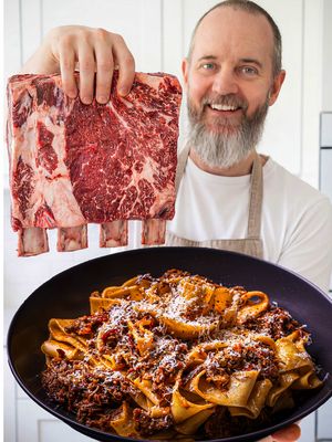 I still think pasta in restaurants is a good idea. Recipe for this and how you can adapt it to braise rather than smoke is on my website (link in bio)