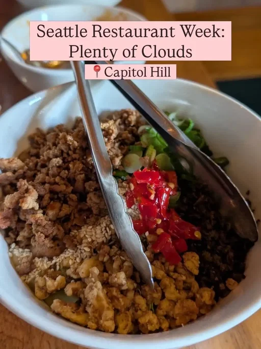 For our Seattle Restaurant Week dinner, my husband and I visited Plenty of Clouds in Capitol Hill. Plenty of Clouds had been on our list to try for a while since we enjoy Sichuan food, and we loved our meal.  They’re offering a $35 per person Seattle Restaurant Week menu that includes an appetizer, entree, and drink or dessert. We opted for non-alcoholic drinks since we knew we couldn’t fit dessert after all the food. I’d pick dessert next time, though. We had: - Pork dumplings - delicious with mild heat. No notes!  - Cucumber salad - Fresh with peanuts & mild chili crisp heat  - Burning noodles - not as hot as we expected, but great flavor and numbing sensation from the Sichuan peppercorn  - Shrimp fried rice - one of the better fried rice dishes I’ve had in Seattle. Huge portion, good chili heat, and lots of shrimp. I took home leftovers.  Seattle Restaurant Week runs through May 2. Have you been to Plenty of Clouds or any other participating Seattle Restaurant Week locations? Let me know! 📍Location: 1550 15th Ave Seattle, WA (Capitol Hill neighborhood)  💵 Price range: SRW menu was $35 per person, but their regular menu ranges about $25-$35 per person, depending what you order. Dishes are served family-style and perfect for sharing! … … #seattlerestaurantweek #capitolhill #seattlefoodie #seattletiktok #sichuanfood  Where to eat in Seattle, Seattle dinner restaurants, Capitol Hill Seattle 