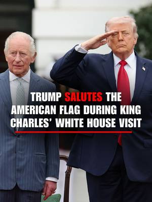 HAPPENING NOW: President Trump salutes the American flag during the national anthem as he and First Lady Melania Trump welcome King Charles III and Queen Camilla for their state ceremony at the White House.