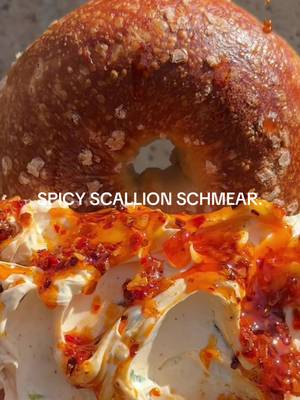 HI SPICY SCALLION SCHMEAR  #popupbagels #FoodTok #bagelbopscontest #spicy #tastetest 