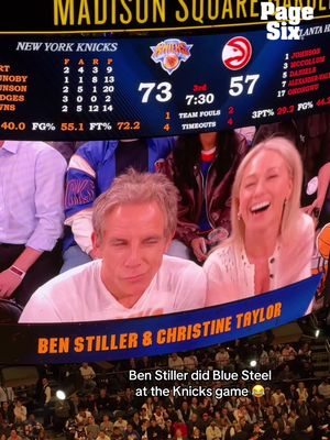 Ben Stiller did his infamous "Zoolander" Blue Steel look at Knicks vs Hawks Game 5 at MSG ☠️