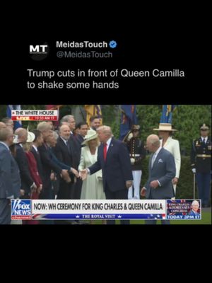 Trump cuts in front of Queen Camilla to shake some hands 4/28/26