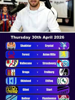 Football Projections，Europa League（This content is powered by AI data and verified by professional analysts. ） #Forest #AstonVilla #Freiburg  #Crystal #ECL 