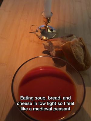 A bountiful feast  . . #medieval #bread #soup #cheese #fyp