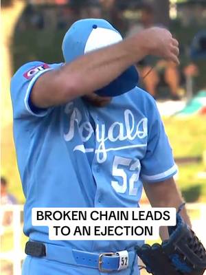 A’s hitting coach gets ejected because the umpire let Michael Wacha throw a pitch right after putting away his broken chain #MLB #baseball #royals #umpire #coaching
