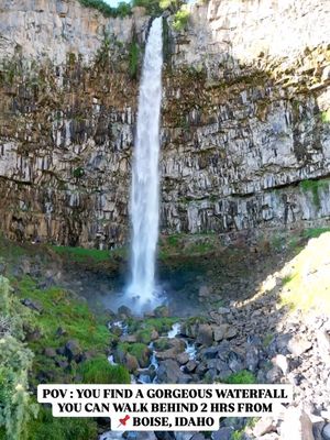 ONE OF IDAHO’S MOST BEAUTIFUL WATERFALLS & YOU CAN WALK BEHIND IT 🤯 . 🔖 Save so you know where to go enjoy this gorgeous waterfall in southern Idaho  . ➡️Send to a friend, family member, or your favorite powder pig pal who’d love to check this place out with you!  . 👋🏻Hi, I’m McKenzie — based in Boise, Idaho & sharing bucket-list itineraries, hidden gems, unique stays & adventure getaways. ✅ Follow @mckenzieinmotion for more!  . 📌 Perrine Coulee Waterfall is an unexpected wonder, tucker into a small corner of the Snake River Canyon.  . 📍Located in Twin Falls, Idaho.  . 💦 This waterfall drops almost 200 Feet 😮 and runs year round! But…. I have to admit winter might be my favorite with the dramatic icicles dangling from the rocks.  . 📝This is a MUST GO spot in southern Idaho & one that you truly don’t want to miss! I had the best time exploring this magical place & didn’t want to leave! It’s an incredible place to visit and one that should not be missed!  .  👌🏻You can experience this incredible waterfall in a couple different ways!  . 💦You can walk behind the waterfall and see the beauty from both sides and below. You will just park your car on the side of the road in designated parking areas right before Centennial Waterfront Park. The trail can get icy in the winter so dress accordingly with high traction boots.  . 🥾 Hike the short trail from below being able to see the waterfall from below and complete the full circle below, underneath, and beside the waterfall.  . 🏞️ Or you can view it from above by walking along the Canyon Rim Trail.  . 👌🏻Any and all ways of viewing and experiencing this waterfall is a must do in my book! I was completely blown away by the beauty of the waterfall and its sheer magnitude while standing beneath it.  . ⚠️Always pack out what you pack in and leave this gorgeous area looking better than you found it! Leaving no trace is always the way to go when visiting these epic places!  . ⁉️Have you had the chance to visit Perrine Coulee Falls?! . 💭 Comment “COULEE” if you’d like more info on this place = to know where to go, things to pack, etc. Always happy to help you have a wonderful time at places like this! 
