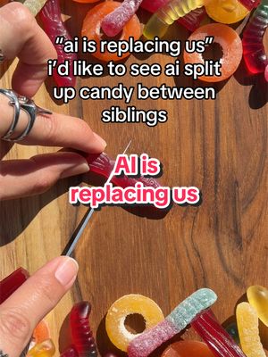 only a human could evenly split up candy between siblings 👀