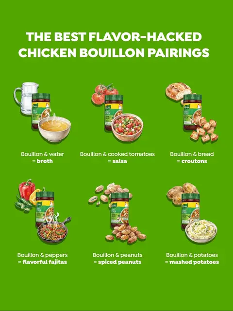 You knew Knorr Bouillon could make broth, but did you know it could do all this? 🥖🥘🥜   #Knorr #bouillon #cookinghack #cookingshacks #chickenbouillon 
