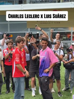 Legendary link up at @F1 Miami Grand Prix 👀 #MLS #f1 #charlesleclerc #intermiami #luissuarez 