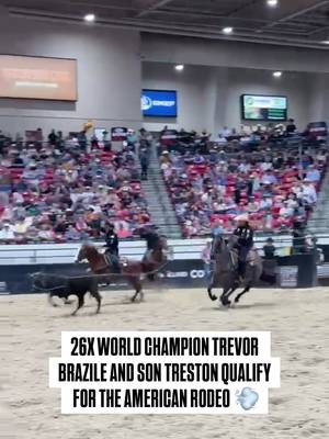The Braziles are heading to Arlington 👏 The legend Trevor Brazile and his son Treston posted a 5.00-second run in the team roping finals at The American Rodeo West Regionals. Their time was good for 4th in the round — clinching their spot at The American Rodeo Championship Weekend, May 22-23. #TheAmericanRodeo | @cowboy_plus