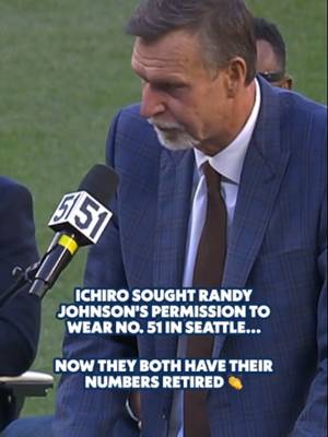 “One number. Two players. Representing one team.” Randy Johnson and Ichiro are forever our No. 51s 👏 #baseball #mariners #MLB #randyjohnson #ichiro