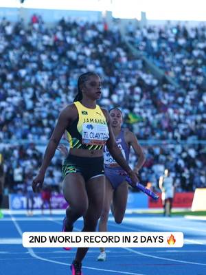 2 DAYS 2 WORLD RECORDS 🔥 Team Jamaica 🇯🇲 storming to their 2nd world record in 2 days in the mixed 4x100m relay with 39.62 to win the gold 💎 #WorldRelays