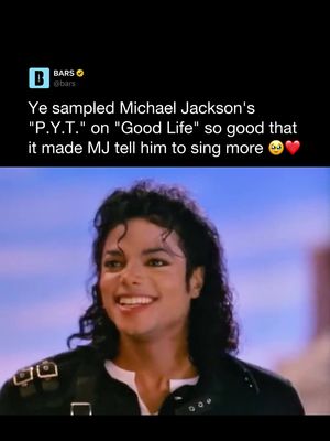 Follow @Bars if you love content like this Michael Jackson ended up influencing Ye in a way most people don’t even realize 🥹❤️ After Ye sampled “P.Y.T. (Pretty Young Thing)” on “Good Life,” he played the song to MJ, who loved the vocals and asked who was singing When Ye told him it was himself, Michael said he loved it and told him he should sing more That advice went on to inspire Ye’s next album ‘808s & Heartbreak,’ which became one of the most influential albums of the 2000s and helped change the sound of hip-hop “Good Life” featuring T-Pain peaked at #7 on the Billboard Hot 100 and won Best Rap Song at the 2008 Grammys Did you know this? #michaeljackson #ye #kanyewest #viral 