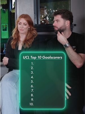 We asked @Laura Kirk-Francis & @Tom Garratt to name the Top 10 all-time UCL Goalscorers! 🤔 #fyp #ucl #championsleague #ronaldo #messi 