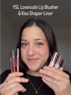 Swatching + trying on the @YSL Beauty Lovenude Lip Blushers in Nude Lavallière (44), Illicit Nude (07), and Red-Handed (04), paired with the Kiss Shaper Liners in Nude Lavallière (44), Burning Mauve (104), and Cocoa Flirt (107) for that perfectly sculpted, diffused finish. They have a soft matte finish that feels like velvet on your lips. So buttery.  These combos are giving blurred, diffused, your-lips-but-better energy and I'm obsessed Which one are you choosing? (Press Samples) #yslbeauty #ysllovenude #blurredlipcombo
