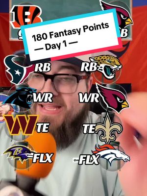 Trying to score 180 Fantasy Football points based on the 2025 NFL season: Day 1 #acshear #nflfilter #fantasyfootball #nflchallenge #nflfilterteam 