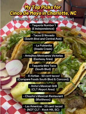 🇲🇽 Here are some of my food recommendations for Cinco De Mayo, in no particular order!!  What are your favorite Charlotte spots?  #charlotte #WhereToEat #cincodemayo #tacos #mexicanfood 