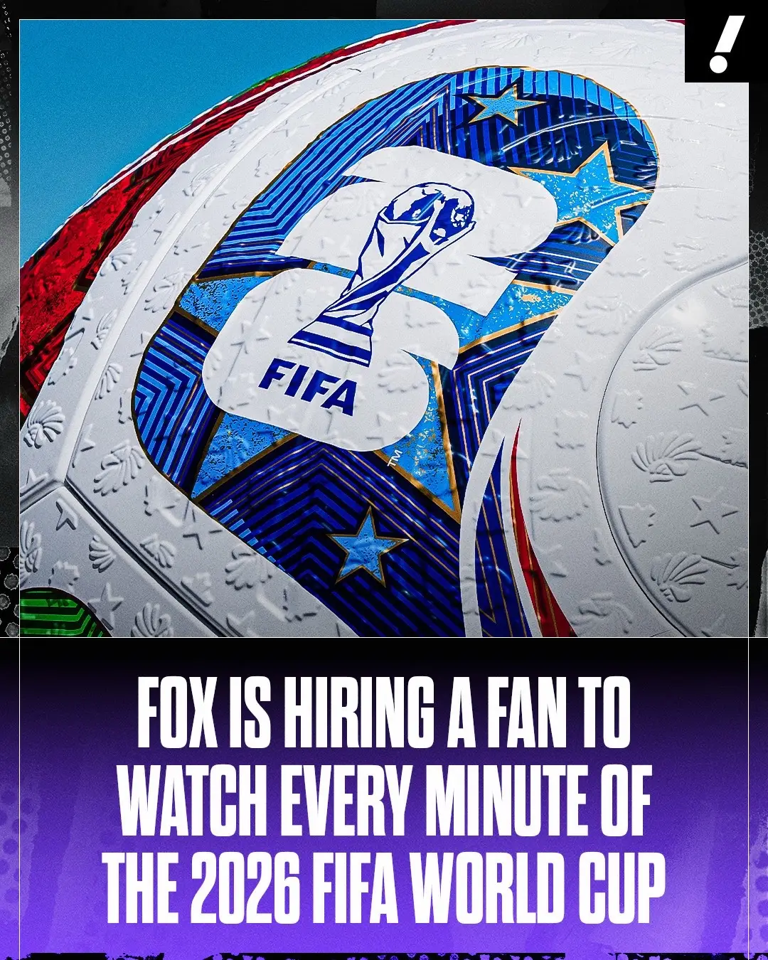 FOX, along with Indeed, is launching a nationwide search to fill the position of "Chief World Cup Watcher" 👀 The role will have a salary of $50,000 and will be tasked with watching all 104 matches across the 39-day tournament 📺