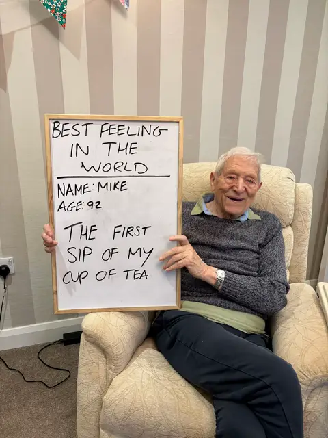 Mike being a British king with his answer ☕️ SWIPE for more from our residents at @Tanglewood Care Homes 
