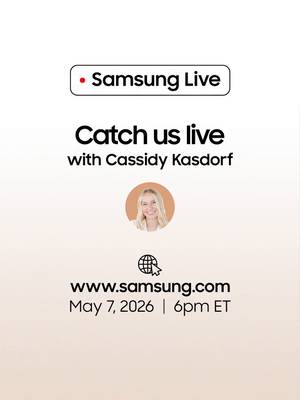 See what’s next for your home, all in one place. Tune in to Samsung Live with @cassiddynicole for a closer look at the latest appliances! Tune into samsung.com on May 7 at 6 PM ET. #ad #SamsungLive #SamsungBespoke