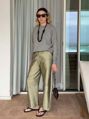 My boyfriend insists these trousers are gold, but all I can see is green! 