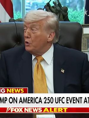 JUST NOW: UFC Featherweight Champion Ilia Topuria thanks President Trump for the "opportunity to build the biggest event in sports history." TOPURIA: "I also want to thank God to give us this beautiful day and to to give us the opportunity to experience how it feels to be in our Oval Office." "It's going to be amazing and we want to thank you for this opportunity... And I never thought you will be so kind." TRUMP: "Well, I have a false image."