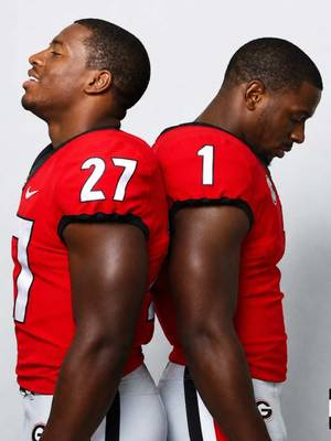 The duo 🤞 #GoDawgs #georgiafootball #edit #sonymichel #nickchubb 